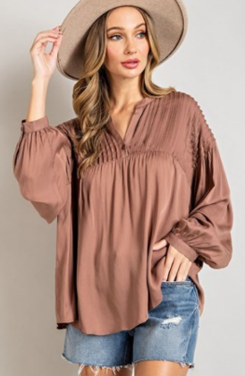 Eesome PTK7303 Pleated Plus Size Top