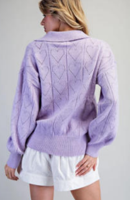 Eesome SK11334 Heart Print Sweater Top