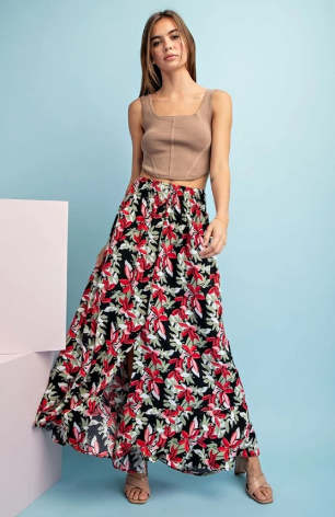 Eesome SKS9823 Floral Print Maxi Skirt
