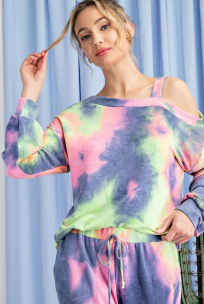 Eesome TG53710 Tie Dye Off Shoulder Top