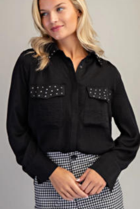 Eesome TK11079 Studded Button Down Top