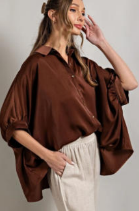 Eesome TK7736 Satin Button Down Top