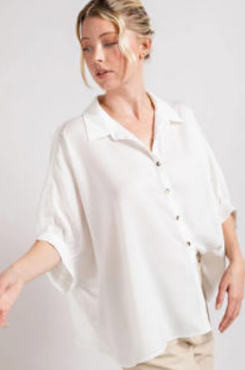 Eesome TK7736 Satin Button Down Top