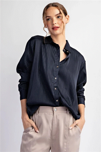 Eesome TK9294 Oversized Striped Collar Top