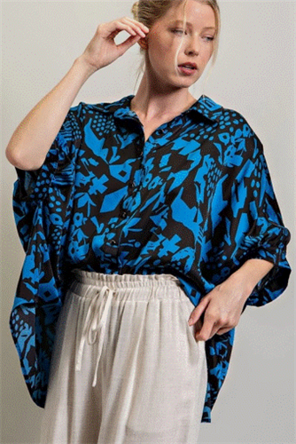 Eesome TK9556 Oversized Print Dolman Sleeve Top