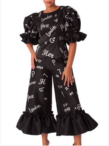 For Her 82383 2pc Print Pant Set