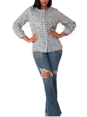 For Her 82384 Pearl Denim Jacket