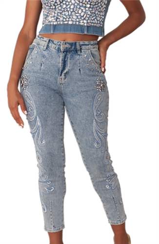 For Her 82459 Rhinestone Denim Pant