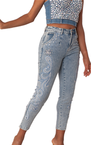 For Her 82459 Rhinestone Denim Pant