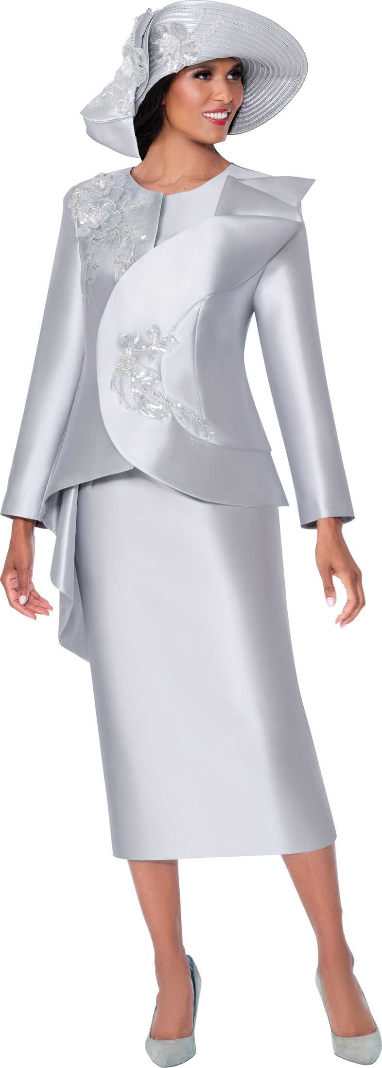 GMI 400572W Embellished Twill Plus Size Skirt Suit
