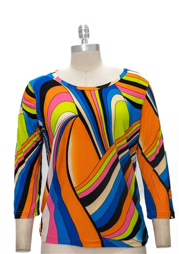GET Lucky 6026 Print Scoop Neck Top