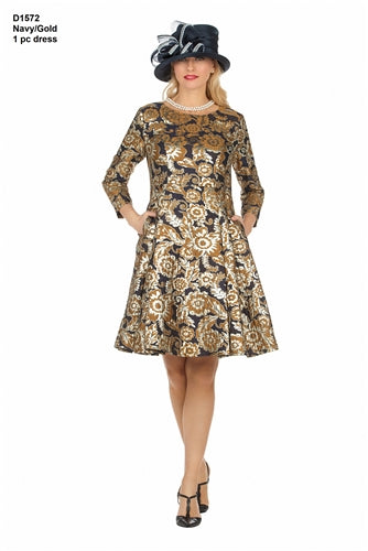 Giovanna D1572 Cropped Sleeve Brocade Dress