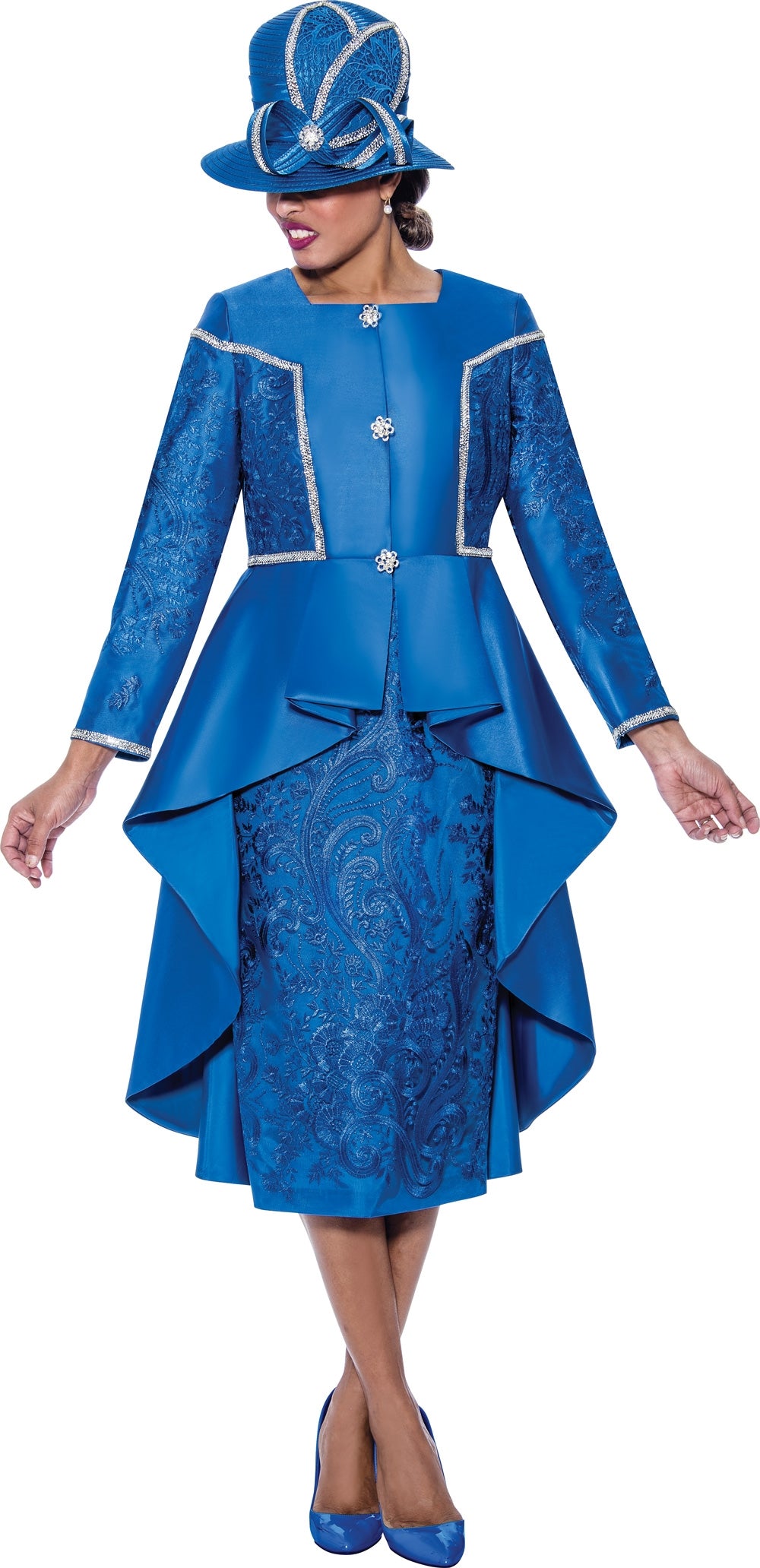 GMI 10052W Lace and Twil Hilo Skirt Suit