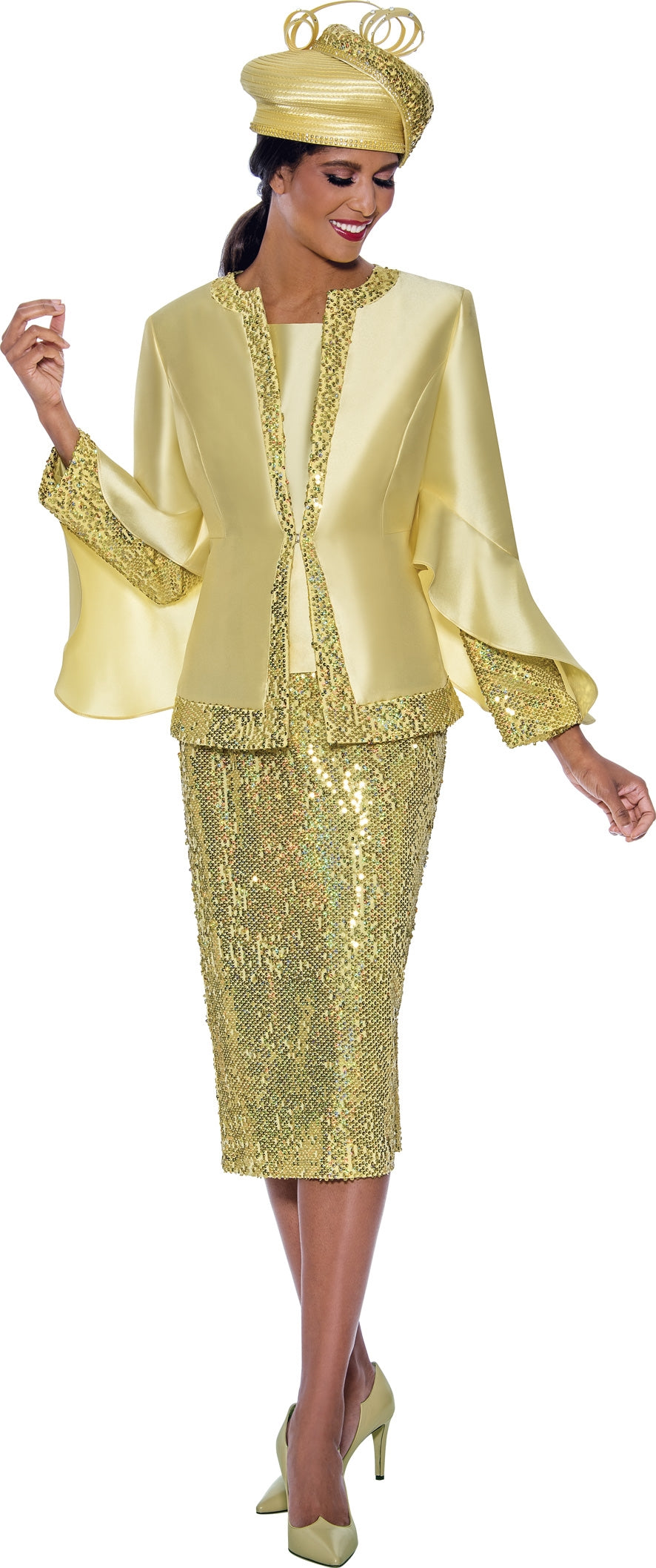 GMI 10223 3PC Twill Sequin Skirt Suit