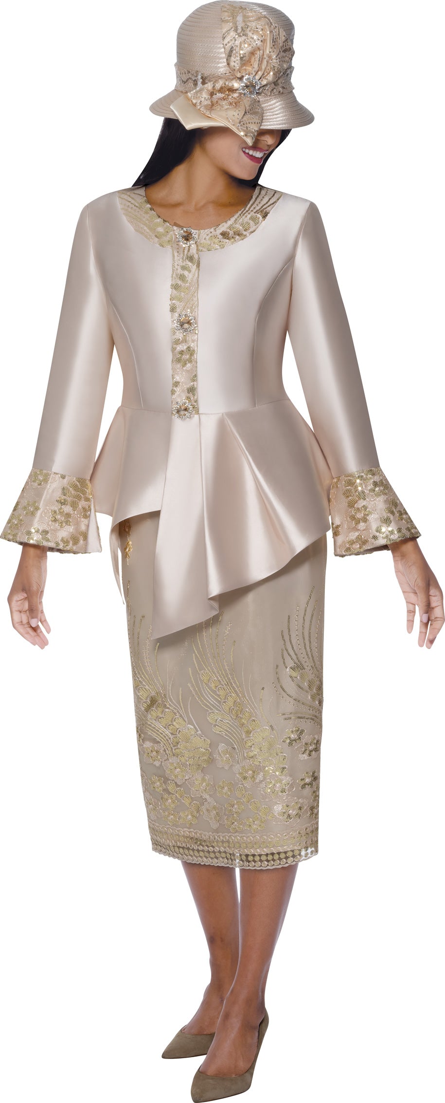 GMI 400912W Twill Mesh Plus Size Skirt Suit