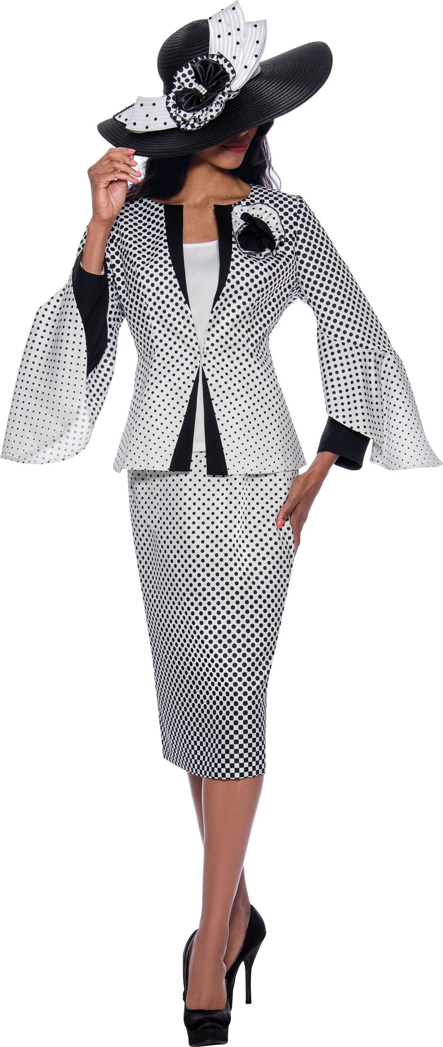 GMI 8733 Polka-dot 3pc Skirt Suit