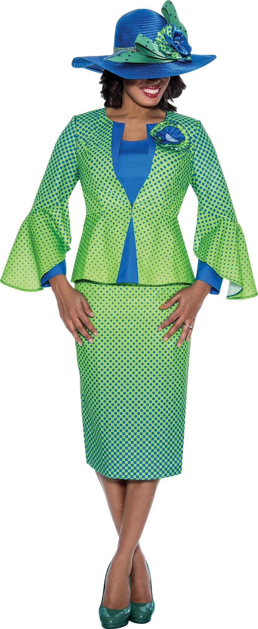 GMI 8733W Polka-dot PlusSize 3pc Skirt Suit