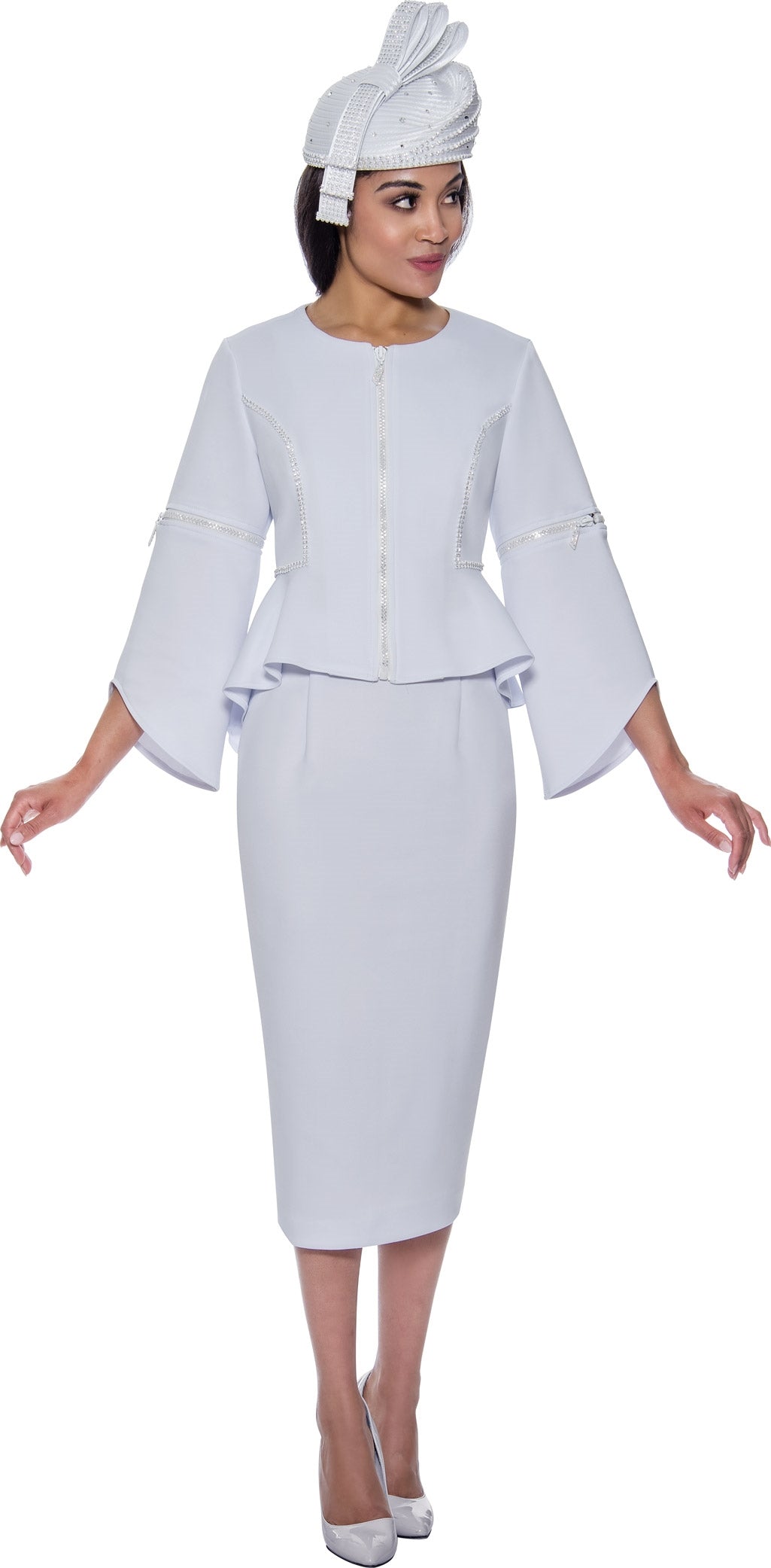 GMI 9562 Zipper Trim High-low 2pc Skirt Suit