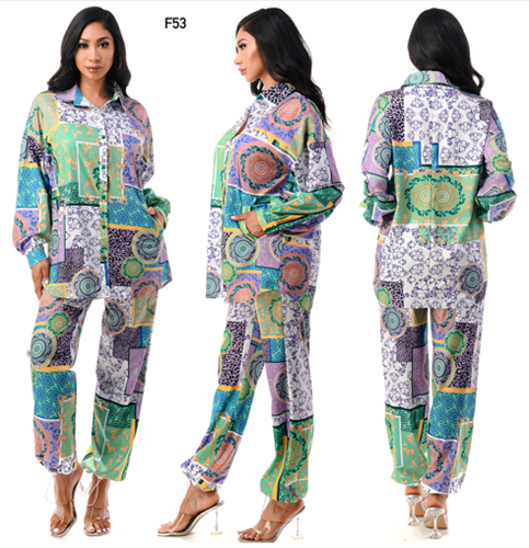 Highlight T112P113 Print 2pc Pant Set