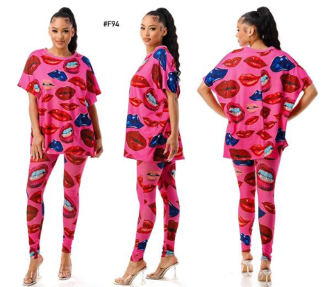 Highlight T350P351X Print PlusSize 2pc Legging Set