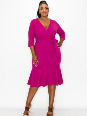 Janette SD1299S Plus Size Dress w/  Belt