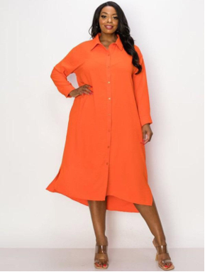 Janette SD1401 Plus Size Button Tunic Dress