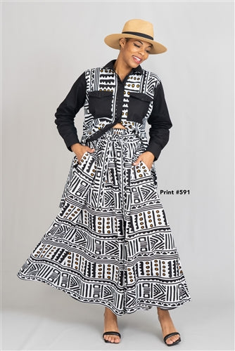 Kara Chic 7001MD Markdown Print Skirt