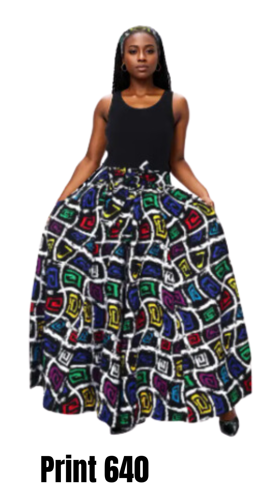 Kara Chic 7001N Long Print Skirt