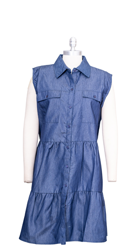 Kara Chic 7804D Short Denim Dress