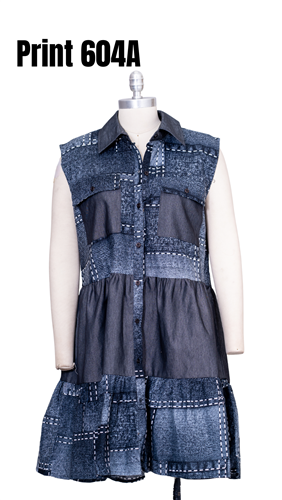 Kara Chic 7804D Short Denim Dress