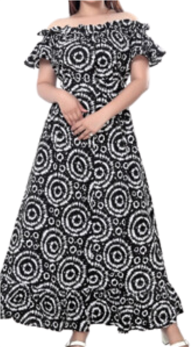 Kara Chic 7807 Off Shoulder Print Dress w/ Belt