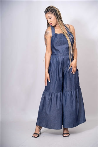 Kara Chic 7816D Denim Jumpsuit