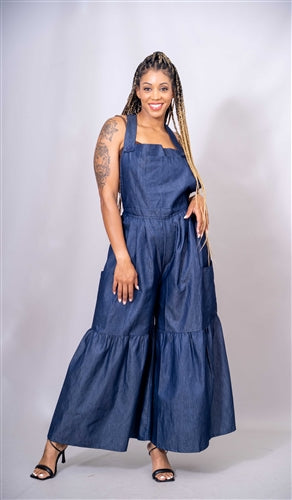 Kara Chic 7816D Denim Jumpsuit