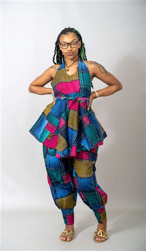 Kara Chic 7826 Authentic African Print 2pc Pant Set