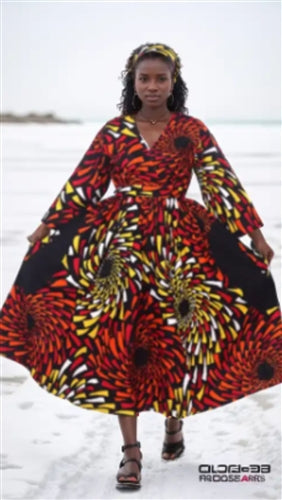 Kara Chic 7844 Authentic African Print Maxi Dress