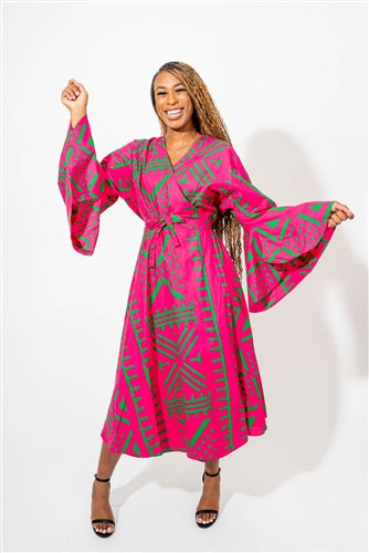 KaraChic 8001X Authentic African Print PlusSize Wrap Dress