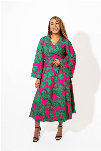 KaraChic 8001X Authentic African Print PlusSize Wrap Dress