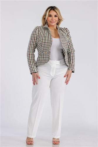 Karen T 8040 Plaid Tweed Jacket