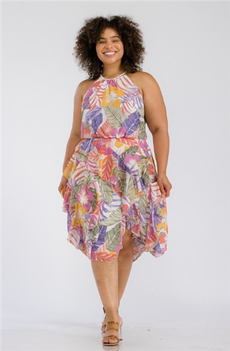 Karen T 9335B Print Midi Dress