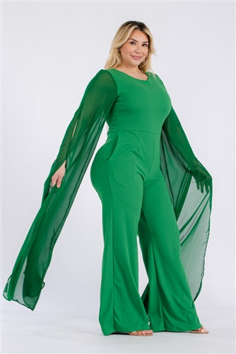 Karen T 9380 Sheer Sleeve Jumpsuit