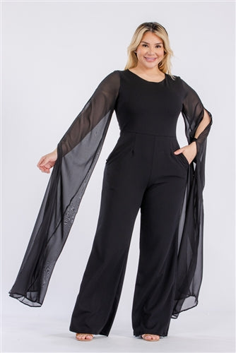 Karen T 9380 Sheer Sleeve Jumpsuit