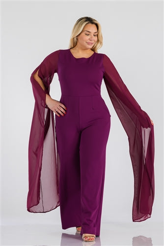 Karen T 9380 Sheer Sleeve Jumpsuit