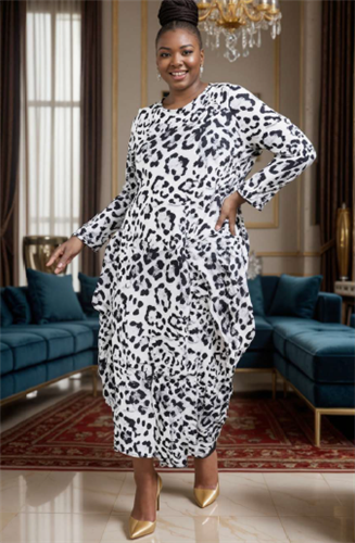 Kara Chic by NF CHH21088LS Balloon Paw Print Dress