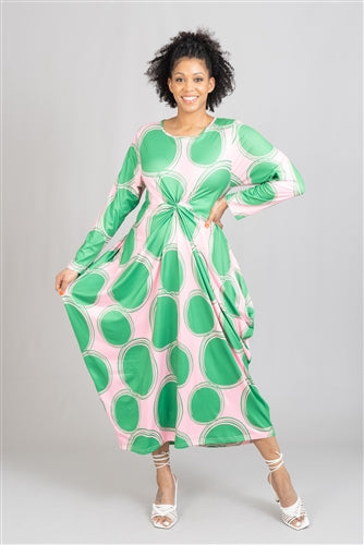 KaraChic CHH22094LS Print Knit Maxi Dress