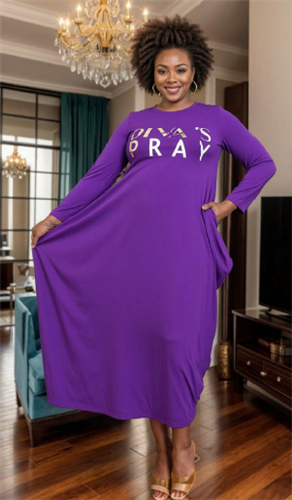 Kara Chic by NF CHH22116LS Divas Pray Knit Maxi Dress