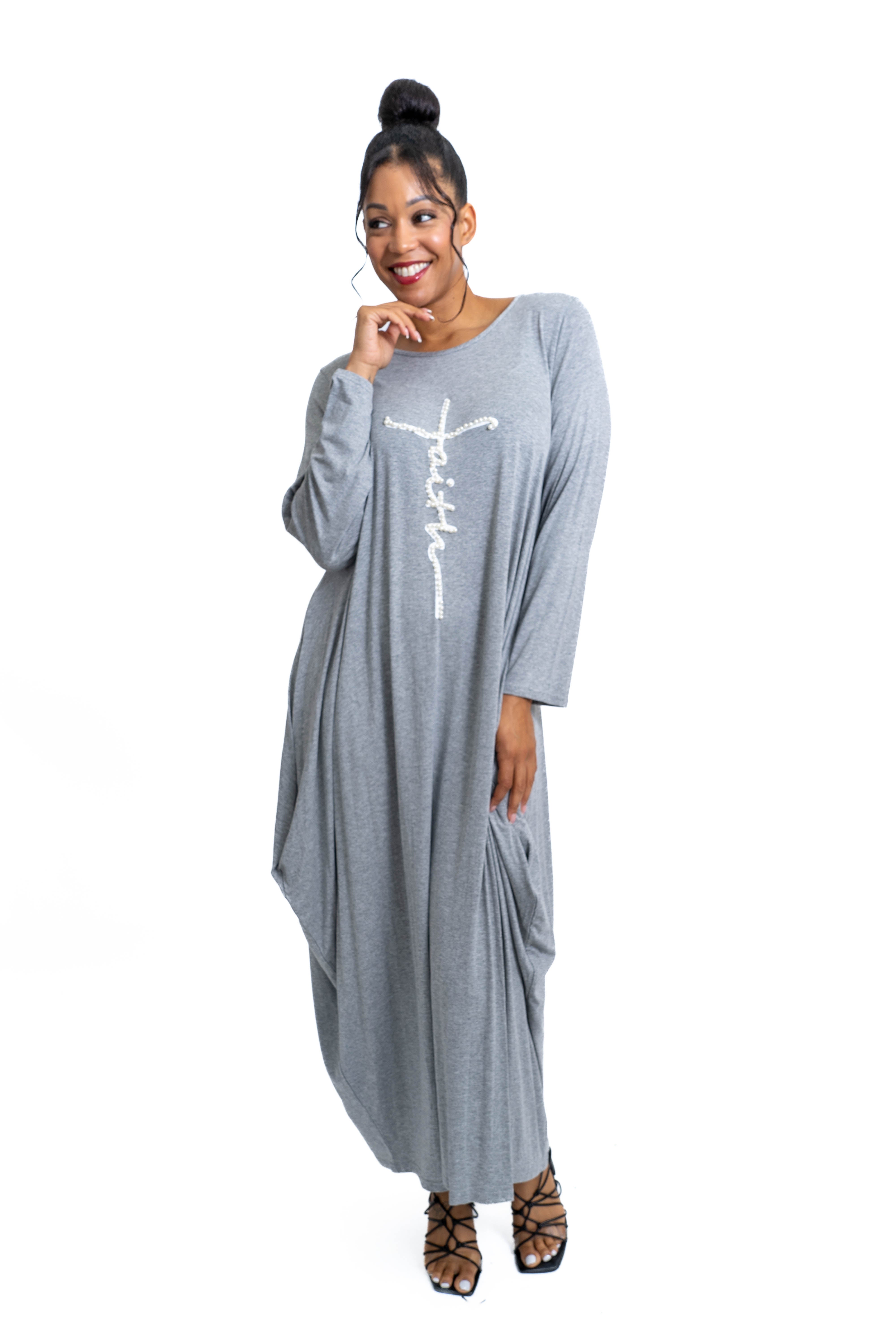 KaraChic CHH23051LS Faith Dress w/ Pearls
