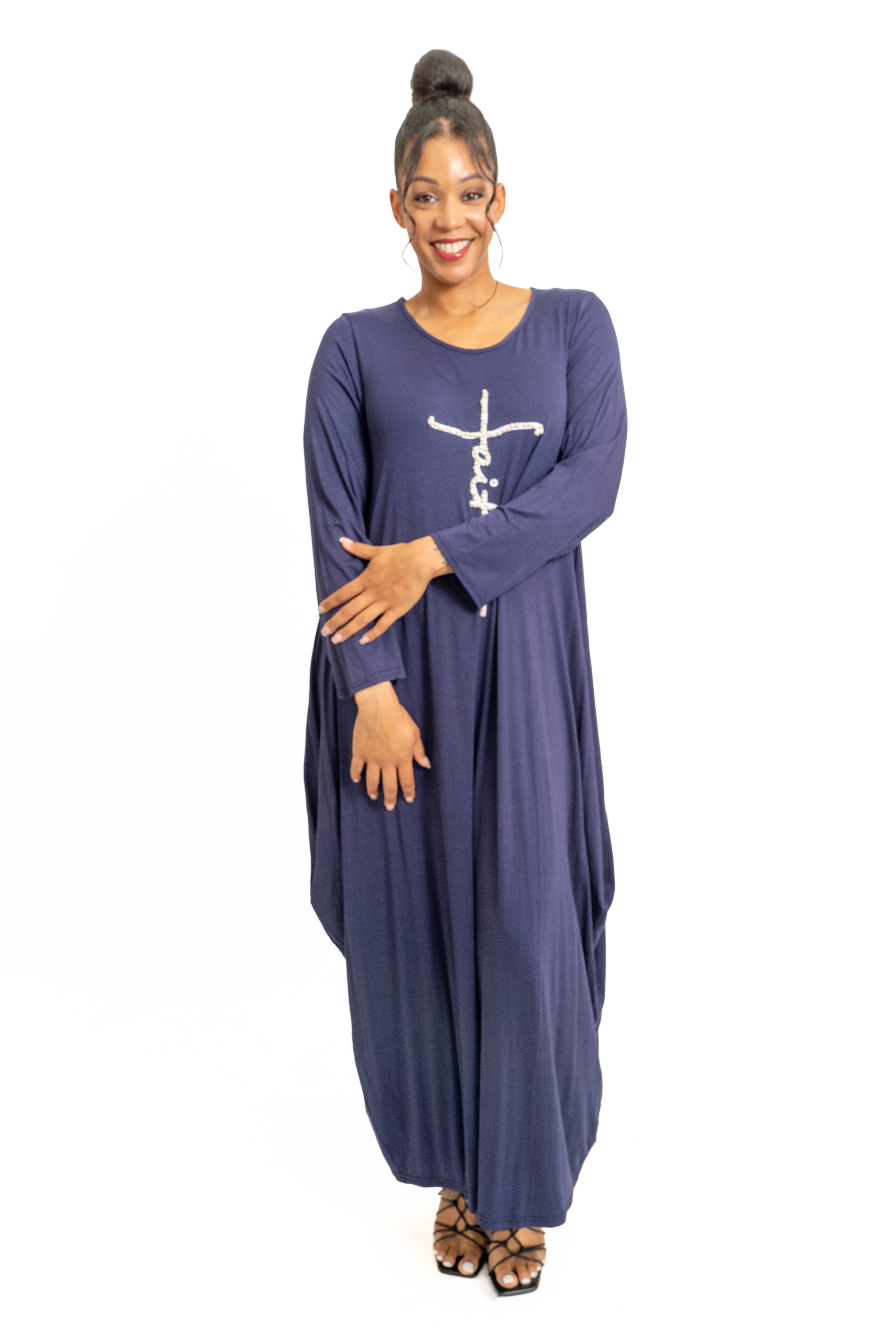 KaraChic CHH23051LS Faith Dress w/ Pearls