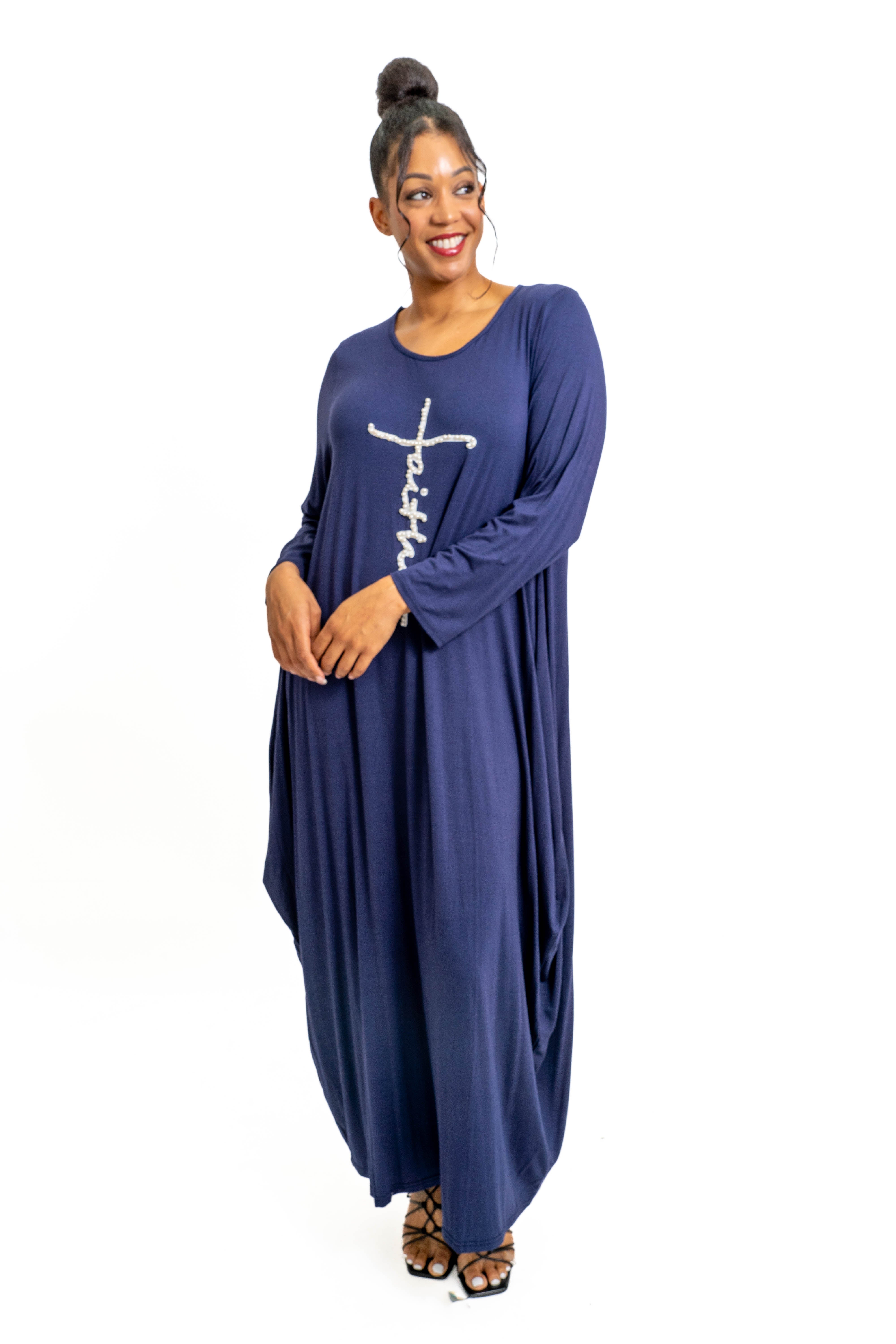 KaraChic CHH23051LS Faith Dress w/ Pearls