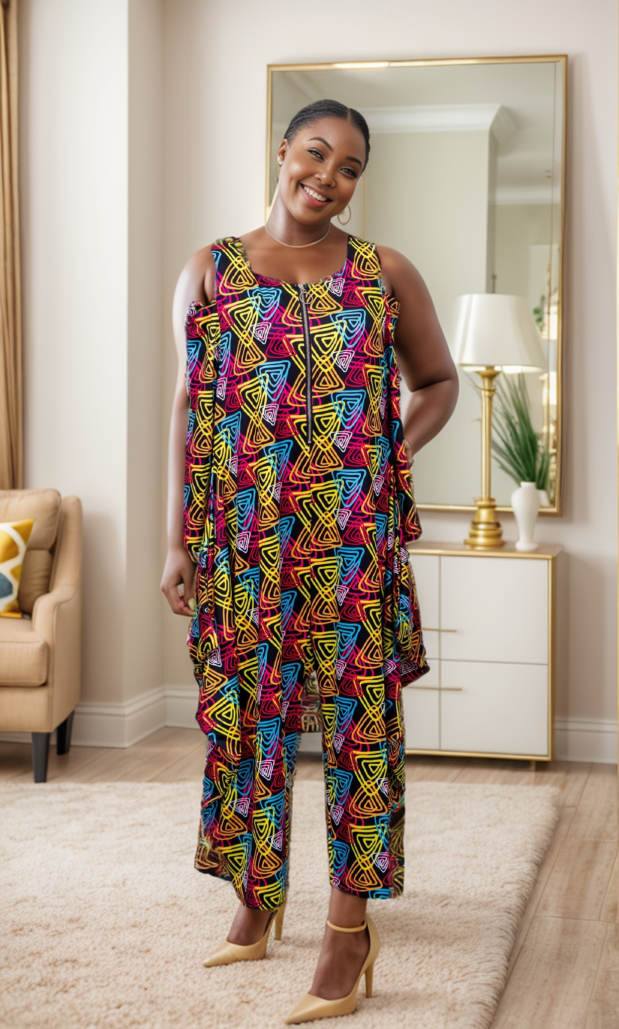 Kara Chic CHH24003 Authentic Print Jumpsuit