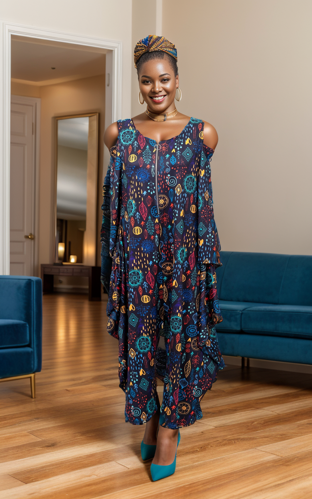 Kara Chic CHH24004 Authentic Print Jumpsuit